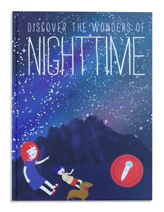 Cover of Discover the Wonders of Nighttime, which is a non-fiction interactive children science book with sound effect that are great for children K-6. Educational Screen free activity. Listen to the talking pen read narration, dialogue, sound effect, and music.