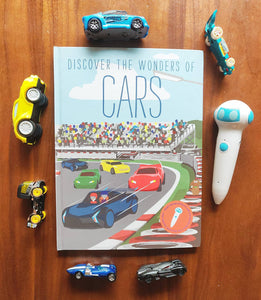 Discover the wonders of cars interactive non-fiction children science book with sound effect by pointing the talking pen to any part of the book.