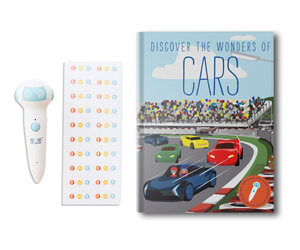 Discover the Wonders of Cars is a non-fiction interactive children science book with sound effect that are great for children K-6. Educational Screen free activity. Listen to the talking pen read narration, dialogue, sound effect, and music. The recording stickers when used with the talking pen allow the users to turn any book into a “talking book”