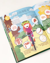 Load image into Gallery viewer, A page from the Discover the Wonders of Bicycles book. This unit study is about body organs and muscles, point the talking pen to any part of the page, and the pen will read aloud the S.T.E.M. content to the children, it also have music, character narration which make the reading experience fun and interactive.