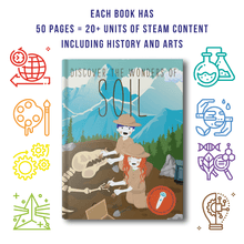 Load image into Gallery viewer, Each Discover the wonders talking book has 50 pages, that is over 20 units of S.T.E.M. content including history and arts.